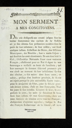 Mon serment a mes concitoyens