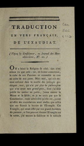 Traduction en vers franc ʹais de l'Exaudiat