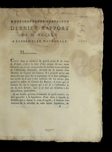 Dernier rapport de M. Necker a l'Assemble e nationale