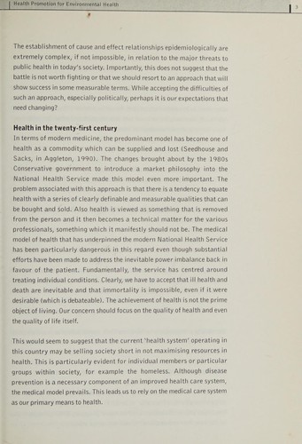 Health Promotion for Environmental Health