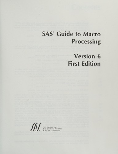 SAS Guide to Macro Processing, Version 6/PC (SAS Special Topics Series)