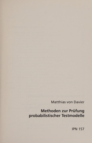 Methoden zur Prüfung probabilistischer Testmodelle