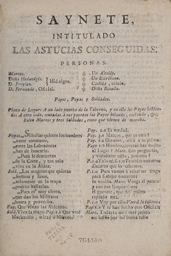 Saynete intitulado Las astucias conseguidas