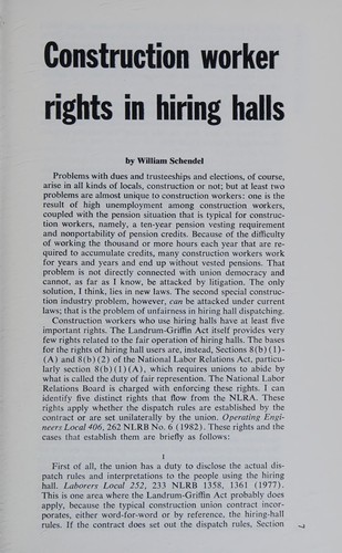 Union democracy in the construction trades