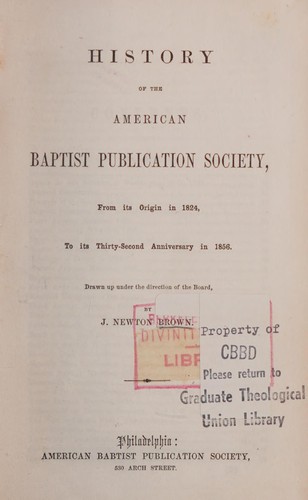 History of the American Baptist Publication Society