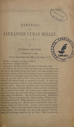 Memorial of Alexander Lyman Holley