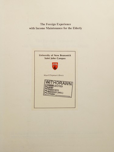 The foreign experience with income maintenance for the elderly