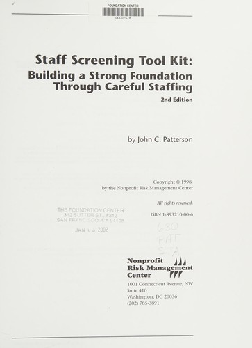 Staff screening tool kit