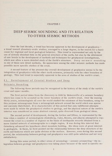 Deep Seismic Soundings of the Earth's Crust and Upper Mantle