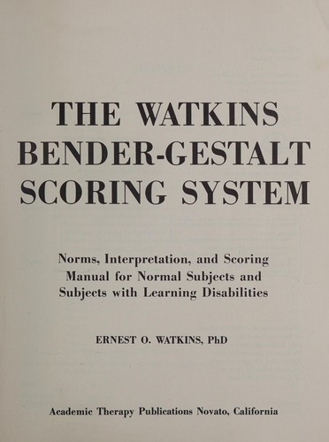 The Watkins Bender-Gestalt scoring system