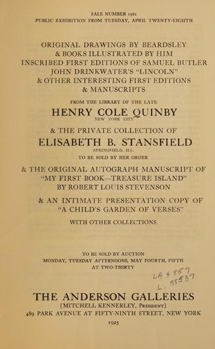 Original drawings by Beardsley & books illustrated by him, inscribed first editions of Samuel Butler, John Drinkwater's "Lincoln" & other interesting first editions & manuscripts