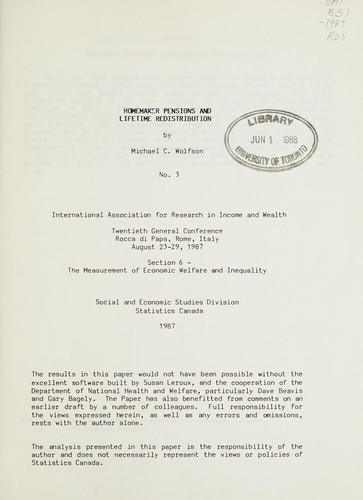 Homemaker pensions and lifetime redistribution