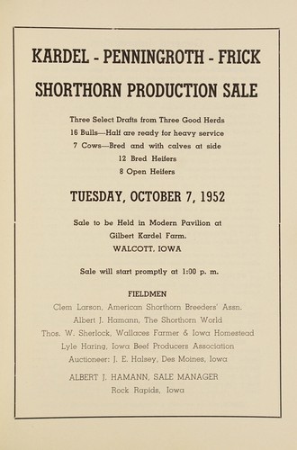 Kardel-Penningroth-Frick shorthorn production sale