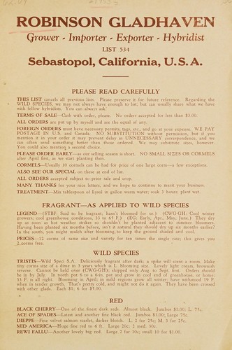 Robinson Gladhaven, grower - importer - exporter - hybridist