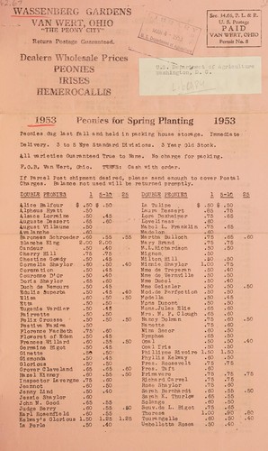 Dealers wholesale prices, peonies, irises, hemerocallis