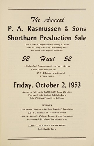 The annual P.A. Rasmussen & Sons shorthorn production sale