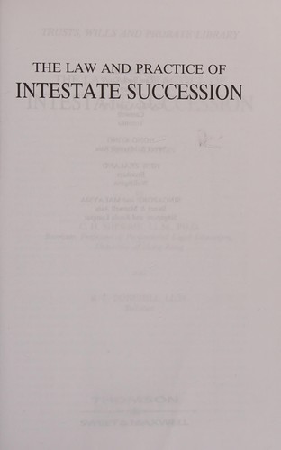 The Law and Practice of Intestate Succession