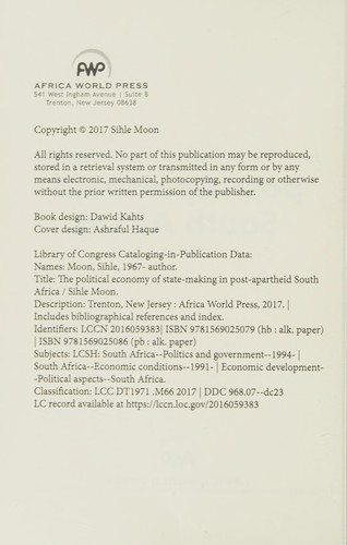 Political Economy of State-Making in Post-Apartheid South Africa