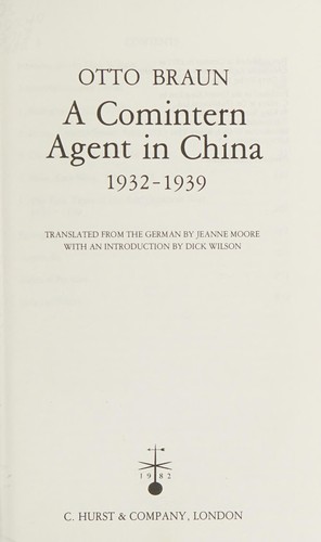A Comintern agent in China 1932-1939