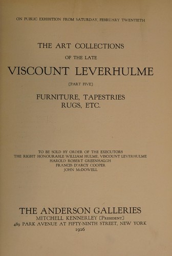 The art collections of the late Viscount Leverhulme