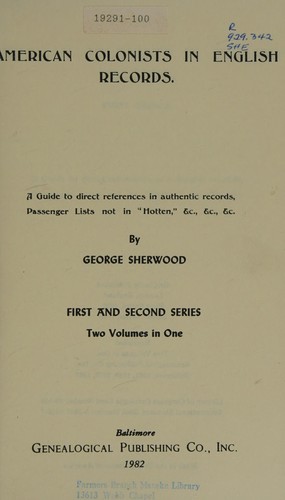 American Colonists in English Records