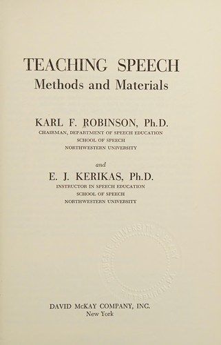 Teaching speech: methods and materials