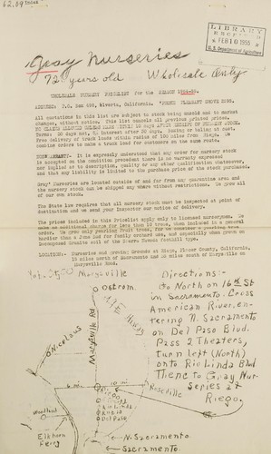 Wholesale nursery pricelist for the season 1954-55