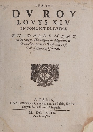 Seance dv roy Lovys XIV en son lict de ivstice