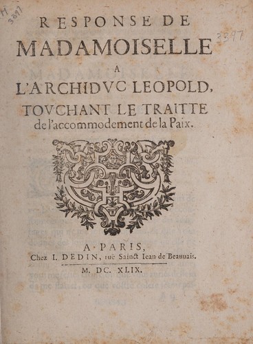 Response de madamoiselle a l'archidvc Leopold