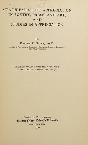 Measurement of appreciation in poetry, prose, and art