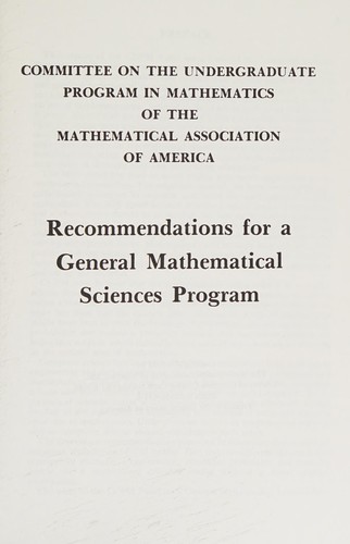 Recommendations for a general mathematical sciences program