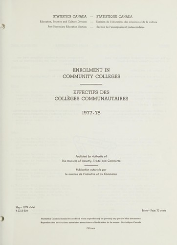 ENROLMENT IN COMMUNITY COLLEGES