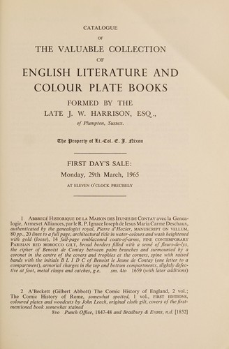 Valuable collection of English literature and colour plate books formed by the late J.W. Harrison