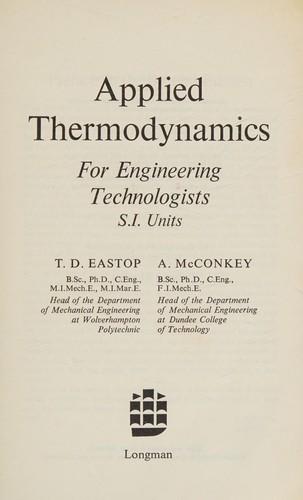 Applied thermodynamics for engineering technologists