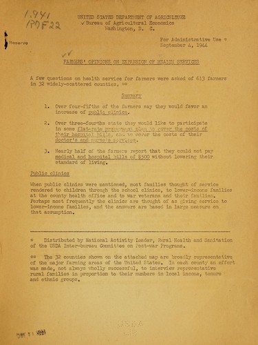 Farmers' opinions on expansion of health services