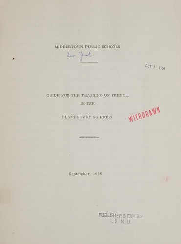 Guide for the teaching of French in the elementary schools