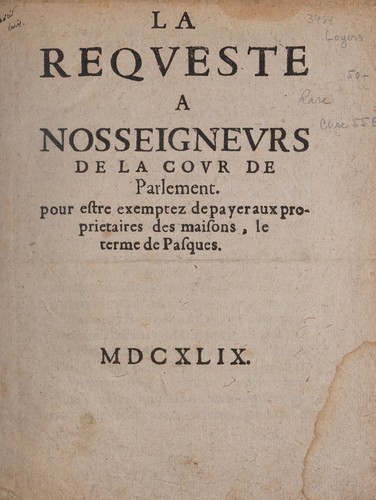 La Reqveste a nosseignevrs de la covr de Parlement