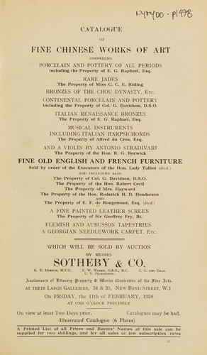 Fine Chinese works of art, fine old English and French furniture