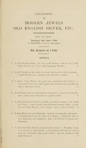 Catalogue of modern jewels, old English silver ..