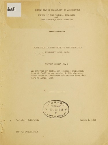 Population in Farm Security Administration migratory labor camps