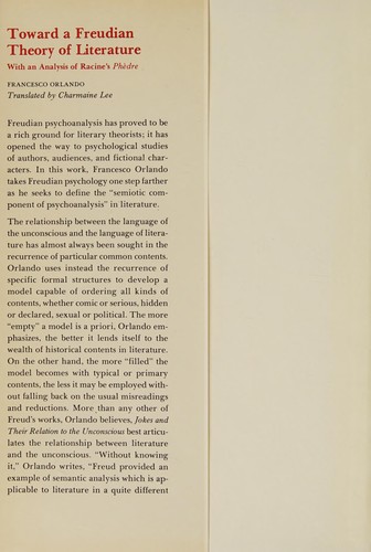 Toward a Freudian Theory of Literature with an Analysis of Racine's Phèdre