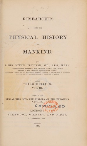 Researches into the physical history of mankind