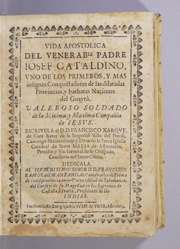 Vida apostolica del venerable padre Iosef Cataldino