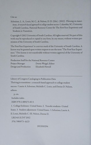 Thriving in transitions