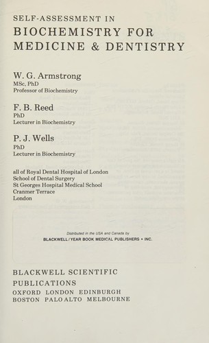 Self-assessment in Biochemistry for Medicine and Dentistry (Self-Assessment Series)