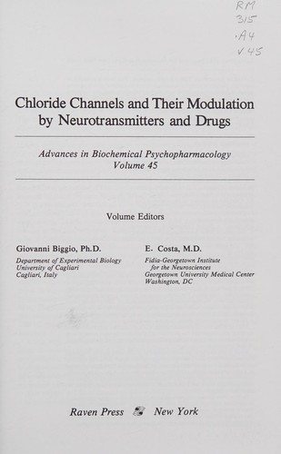 Chloride channels and their modulation by neurotransmitters and drugs