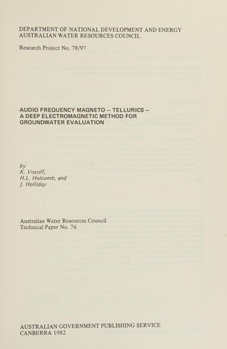 Audio frequency magneto-tellurics-- a deep electromagnetic method for groundwater evaluation