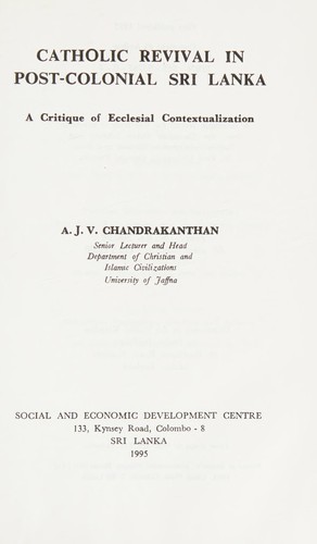 Ecclesiology Catholic revival in post-colonial Sri Lanka