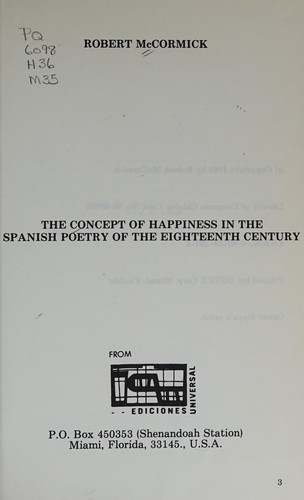 The concept of happiness in the Spanish poetry of the eighteenth century