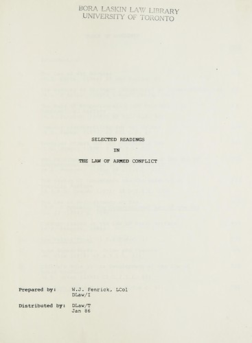 Selected readings in the law of armed conflict